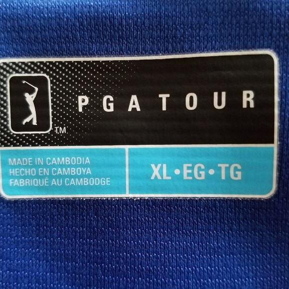 MENS SIZE LARGE PGA TOUR BLUE COLLARED SHORT SLEEV - Picture 2 of 7
